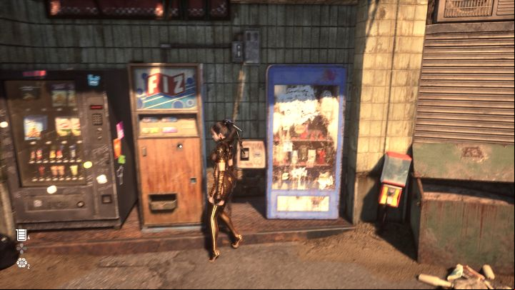 Interact with the vending machine next to Sisters' Junk shop in the western part of the city - Stellar Blade: All Cans map - Secrets and Collectibles - Stellar Blade Guide