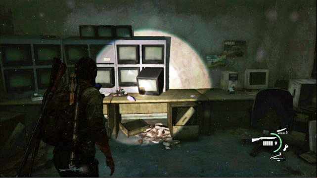 After you start the generator and defeat the bloater in the flooded part of the hotel, go upstairs and find the security room - The Last of Us: Hotel Lobby (Pittsburgh), Artifacts and pendants - Artifacts and pendants - The Last of Us Guide