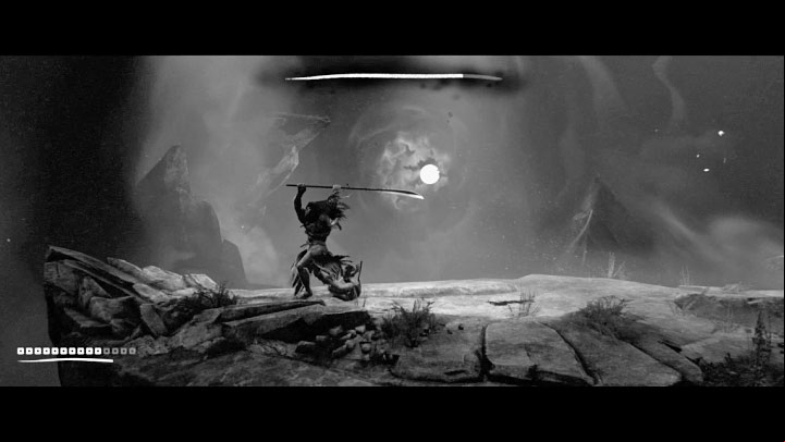 If you are standing very close to the boss and you cannot get away from him in time, you can alternatively perform a forward roll (example in picture 2) - Trek to Yomi: Chapter 5 - walkthrough - Walkthrough - Trek to Yomi Guide