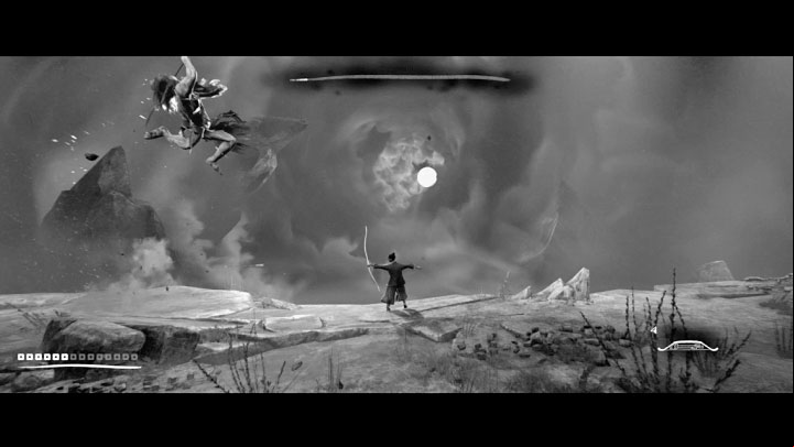 Sanjuro's another dangerous attack is a long jump combined with a powerful ground hit - Trek to Yomi: Chapter 5 - walkthrough - Walkthrough - Trek to Yomi Guide