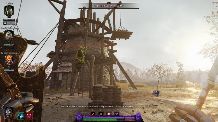 The second grimoire is located in the ruins of the tower under the barn, which you must open - the grimoire is marked in blue in the picture - Grimoires in Act III | Warhammer Vermintide 2 - Grimoires - Warhammer Vermintide 2 Game Guide